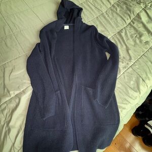 Men’s Zara Dark Navy Blue Hooded Cardigan Sweater